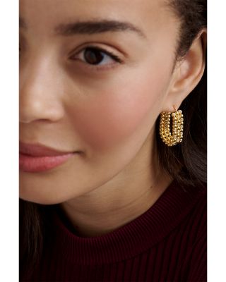 Crystal & Bead Oval Hoop Earrings