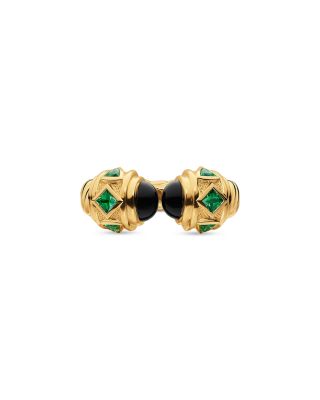 Renaissance&reg; Color Ring in 18K Yellow Gold with Black Onyx and Tsavorites, 9.9mm