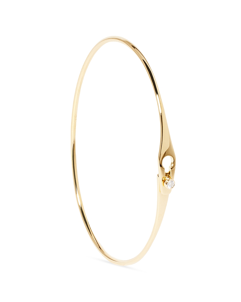 Dinh Van 18K Yellow Gold Serrure Diamond Lock Bangle Bracelet