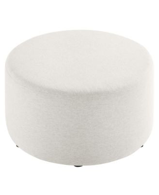 Callum Large 29" Round Woven Heathered Fabric Upholstered Ottoman