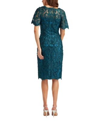 Arnett Embroidered Flutter Sleeve Dress