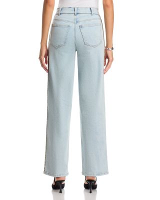 Erika Crystal Embellished High Rise Jeans in Light Blue