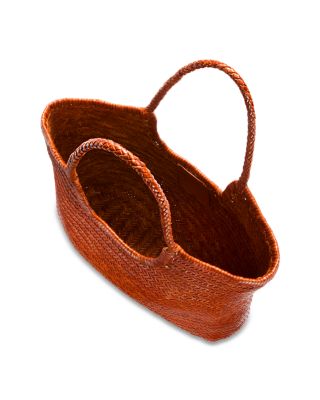 Arched Diagonal Woven Leather Tote