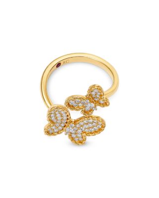 18K Yellow Gold Jasmine Diamond Pav&eacute; Butterfly Bypass Ring