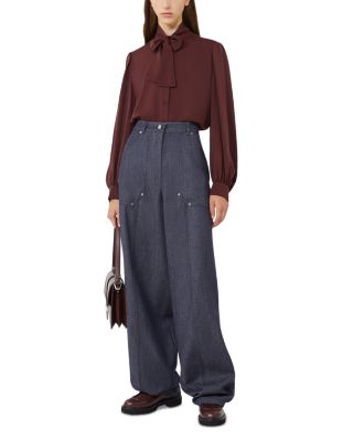 Melania Silk Tie Neck Blouse