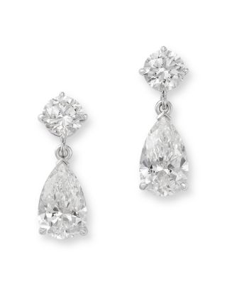 Luxe Collection Certified Lab Grown Diamond Round & Pear Drop Earrings in 14K White Gold, 2.45 tcw