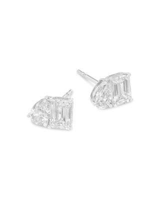 Luxe Collection Certified Lab Grown Diamond Toi et Moi Stud Earrings in 14K White Gold, 1.95 tcw