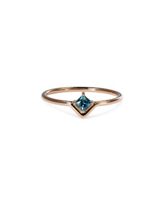 14K Yellow Gold Teal Sapphire Solitaire Ring