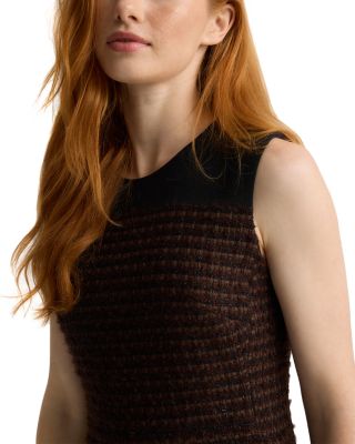 Crepe Cady Bordered Tweed Dress