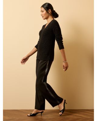 Shimmer Waffle V Neck Sweater