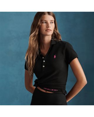 Cotton Stretch Mesh Pink Pony Classic Fit Polo Shirt