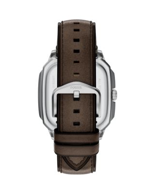 Crosby Three-Hand Brown Leather Watch, 42mm x 30mm