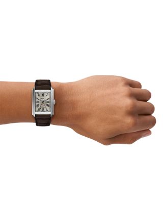 Carraway Automatic Brown Croc-Embossed Leather Watch, 30mm x 42mm