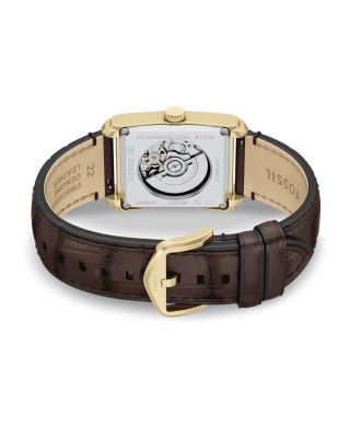 Carraway Automatic Brown Croc-Embossed Leather Watch, 30mm x 42mm