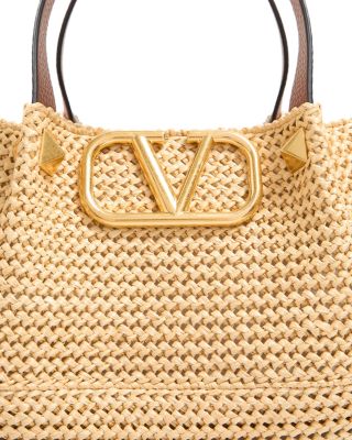Medium Vlogo Raffia Tote