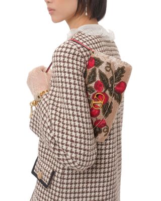 Beaded VLogo Top Handle Shoulder Bag