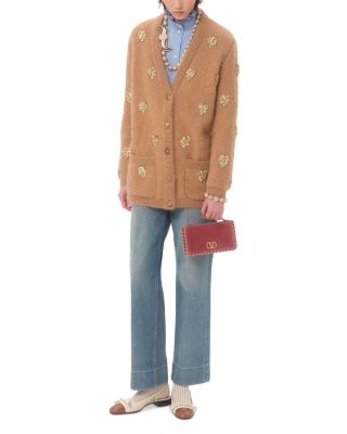 Jewel Vlogo Signature Velvet Top Handle Chain Wallet