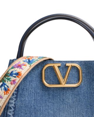 Alltime Medium VLogo Convertible Top Handle Bag in Denim