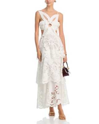 White Floral Richelieu Eyelet Maxi Dress