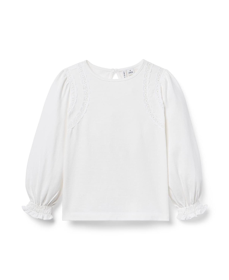 Janie And Jack Girls' Crochet Trim Top - Baby, Little Kid, Big Kid In Yellow