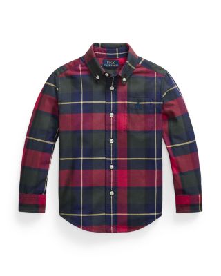 Boys' Plaid Cotton Oxford Shirt - Big Kid, Little Kid