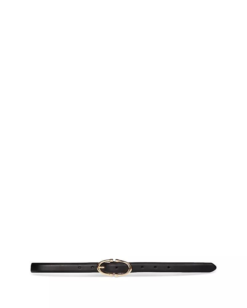 Black Suede Studio Women's Halo 18K Gold Plated Buckle Belt