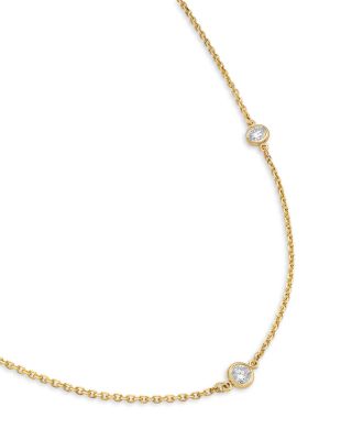 Diamond Bezel Station Collar Necklace in 14K Gold, 0.25 tcw