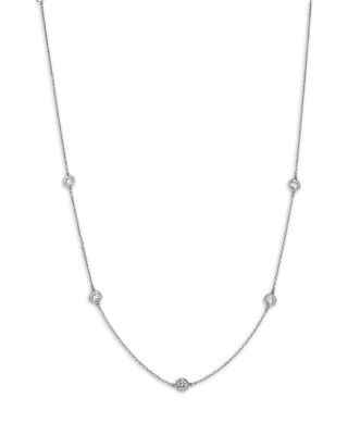 Diamond Bezel Station Necklace in 14K Gold, 0.75 tcw