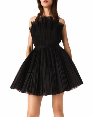 Rulle Pleated Tulle Bustier Dress
