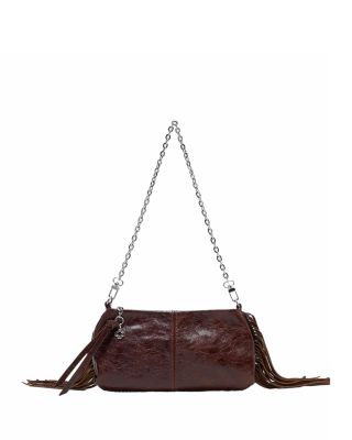 Miss M Fringed Worn Leather Clutch