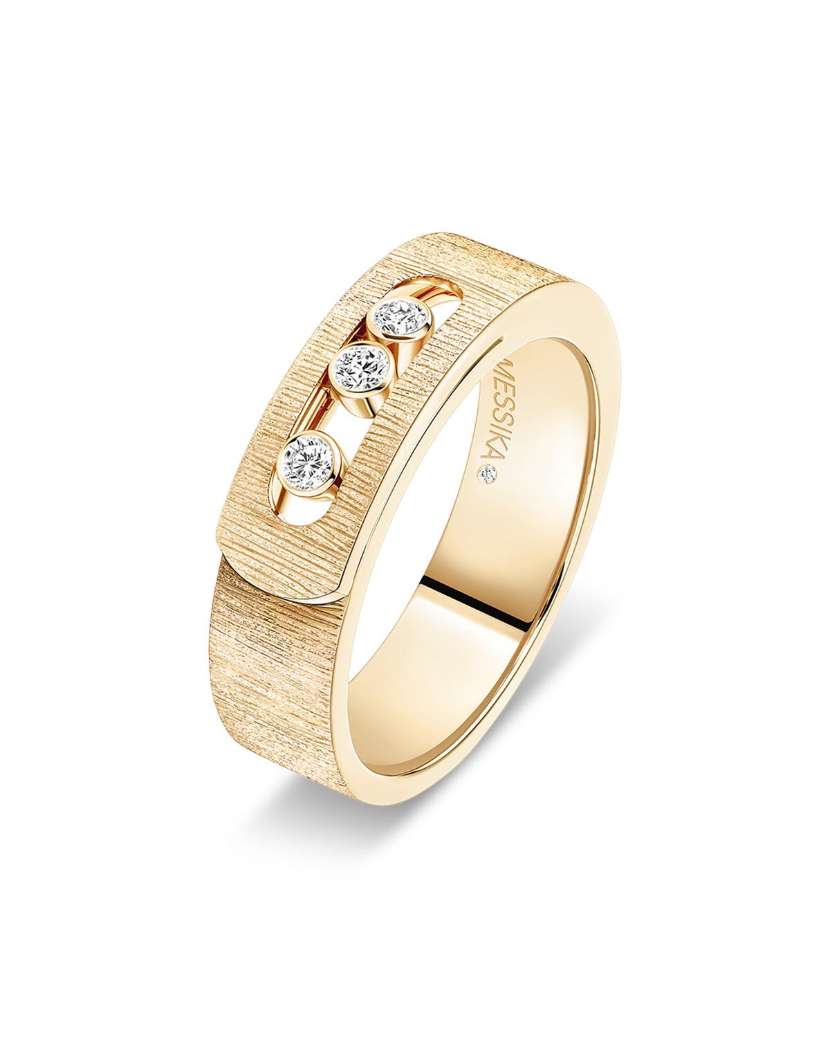 18K Gold Move Noa Diamond Ciselé Textured Ring, 0.10 tcw