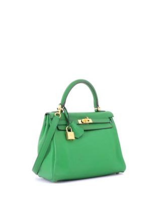  Kelly 25 Handbag Green Swift with Gold Hardware