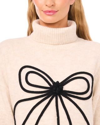 Embroidered Ribbon Turtleneck Sweater