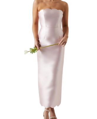 Scallop Twill Column Bridesmaids Dress