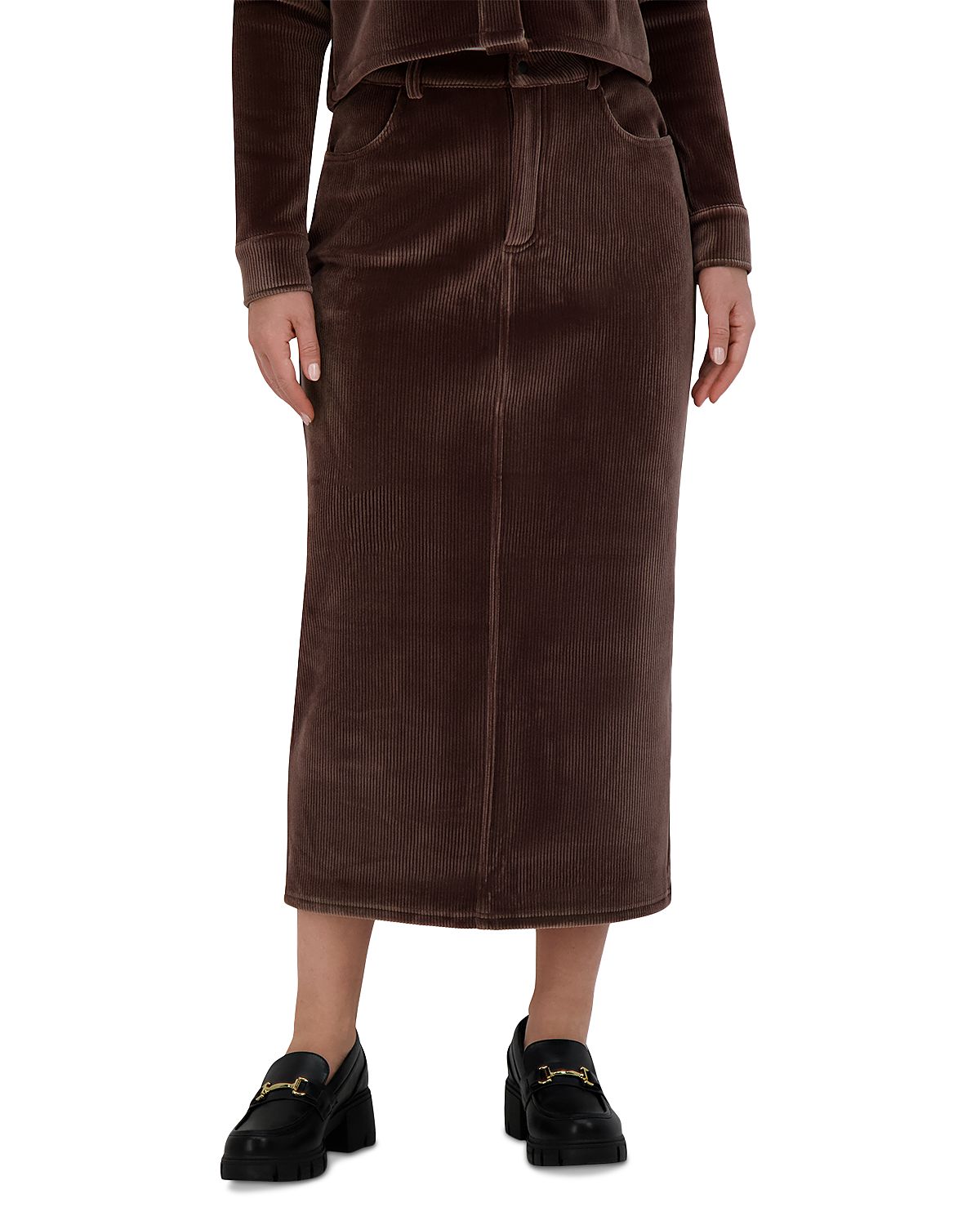 Point Rib Knit Velour Skirt