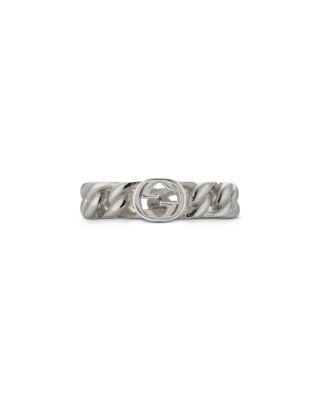 Sterling Silver Gucci Interlocking Logo Chain Link Ring