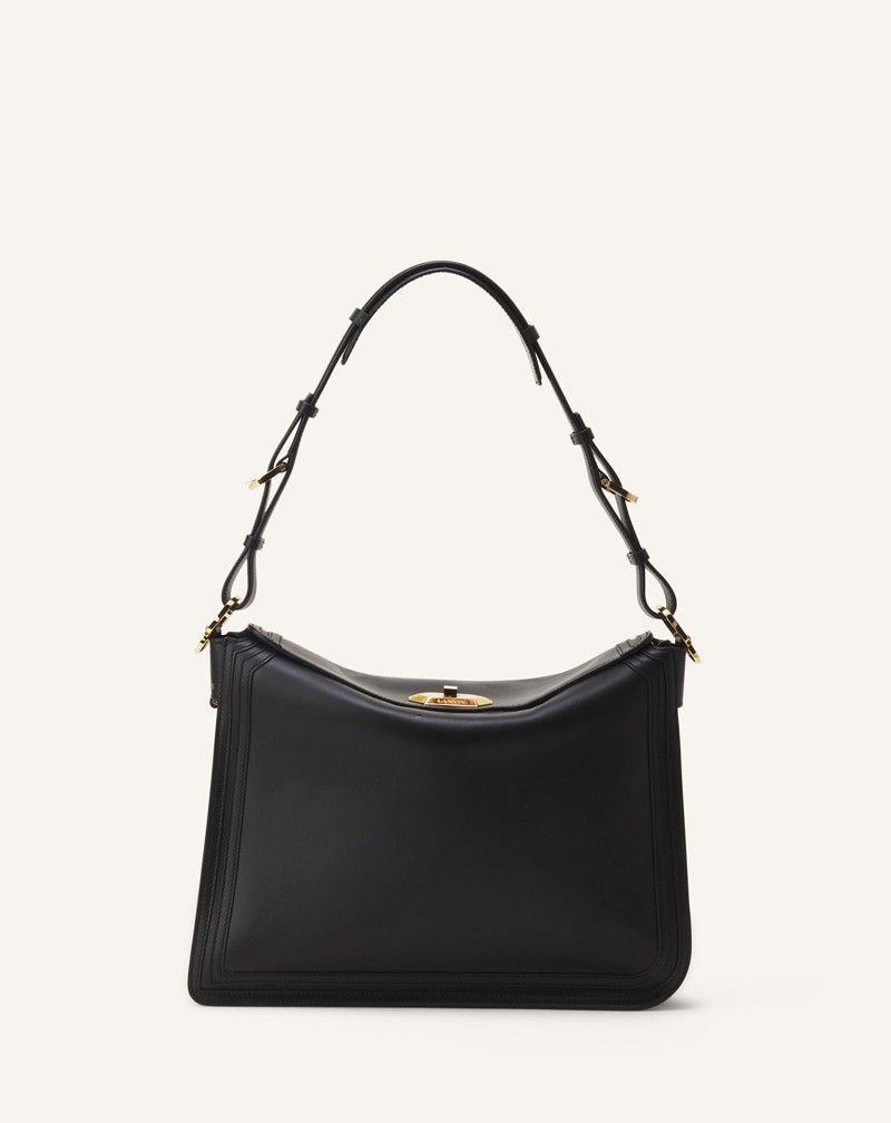 Lanvin Compagnon Asymmetrical Bag in Leather in Black.