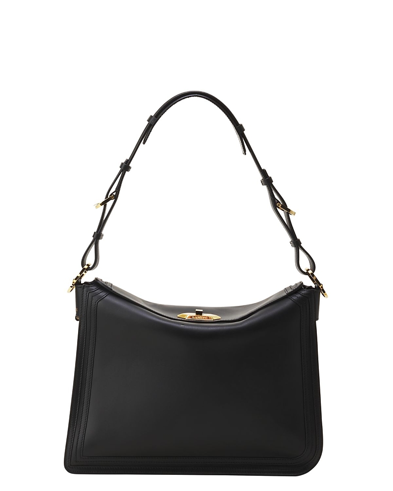 Lanvin Compagnon Asymmetrical Bag In Leather In Black