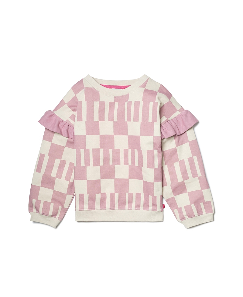 Mon Coeur Girls' Recycled Cotton Ruffled Sweatshirt - Baby, Little Kid In Pink
