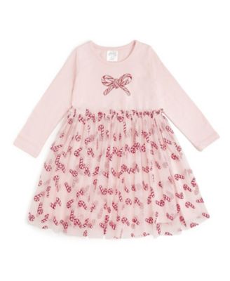 Girls' Candy Cane Confetti Christmas Long Sleeve Tutu Dress - Little Kid, Big Kid