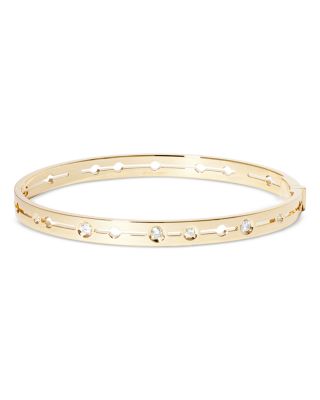 18K Yellow Gold Pulse Diamond Cutout Bangle Bracelet