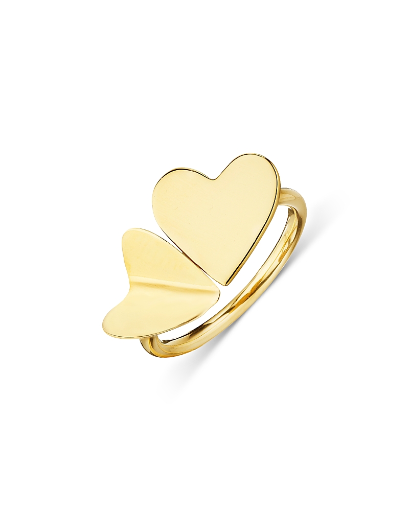 Cadar 18k Yellow Gold Endless Wings Of Love Double Heart Ring In Gold