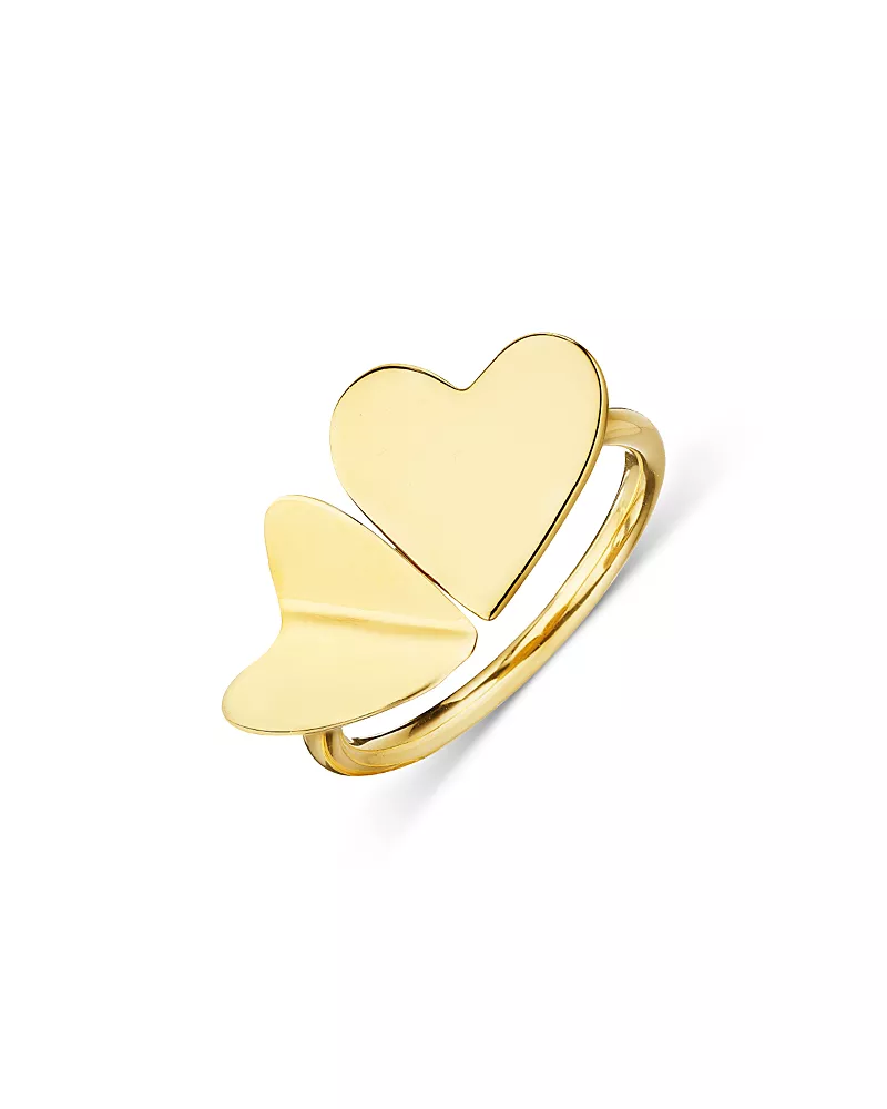 Cadar 18K Yellow Gold Endless Wings of Love Double Heart Ring