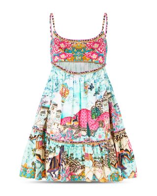 Printed Scoop Neck Dress Swim Cover-Up