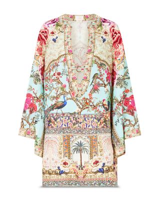 Deep V Neck Linen Swim Cover-Up Dress