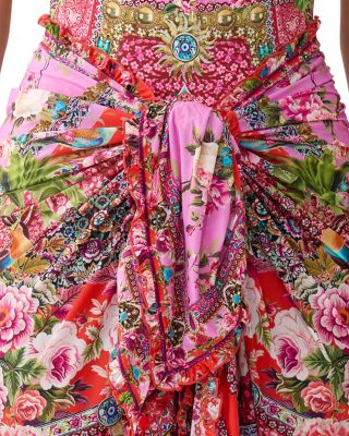 Printed Ruffle Trim Sarong Swim Cover-Up