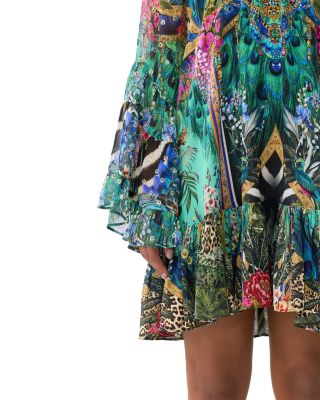 Printed Silk Frill Dress
