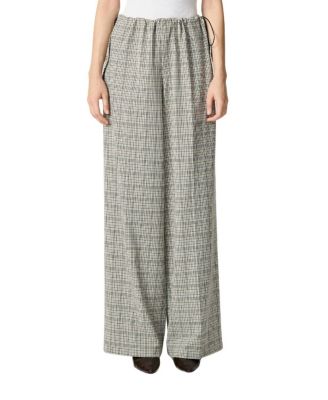  Plaid Wide-Leg Drawstring Pants