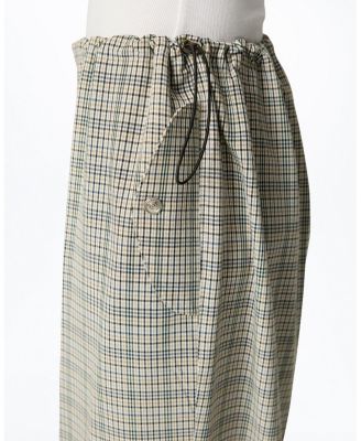  Plaid Wide-Leg Drawstring Pants