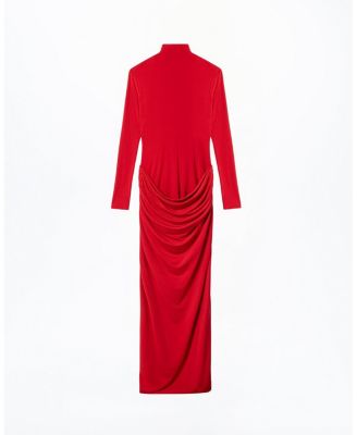 High-Neck Ruched Maxi Dress